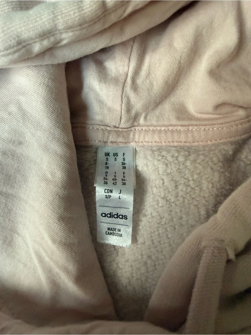 adidas Blush Pink Fleece-Lined Hoodie with Logo Tag
